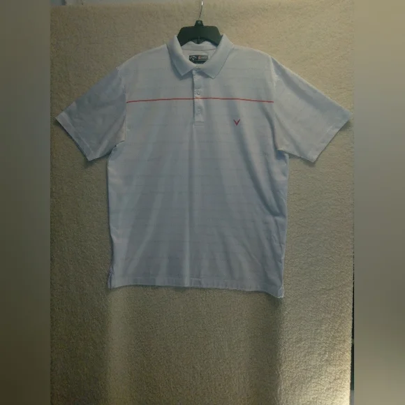 Callaway Opti Dri White Polyester Golf Polo Shirt Mens Size Large - Picture 1 of 8